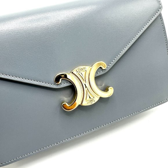 Celine Slate Blue Triomphe Margo Chain Flap - Picture 8 of 10